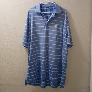 Peter Millar Men’s Blue Striped Polo Shirt – Size X-Large